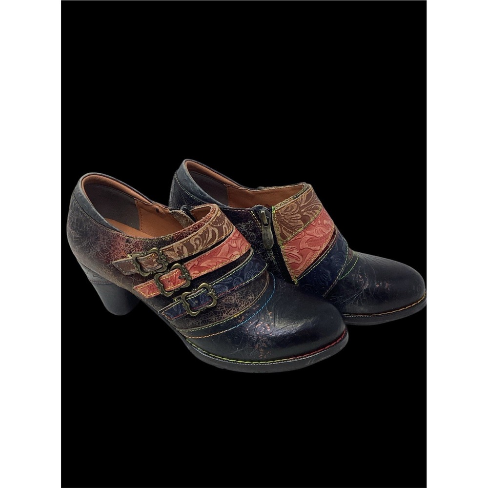 L 'Artiste Graphic Colorful Leather Booties Size 37 / US 6.5-7 Spring Step